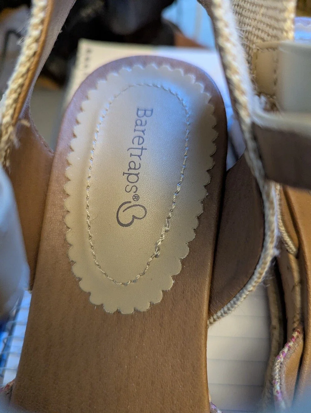 Exc Women's Baretraps Odetta Cork Multi Textured Wedge Sandals Sz 8.5m